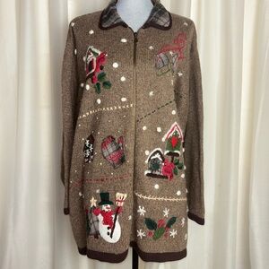Victoria Jones Christmas Festive Cardigan with Holiday Motifs
